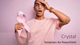  Presentation with pink ribbon - Cool new PPT layouts with young-handsome-african-american-man backdrop and a lemonade colored foreground