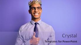 Presentation with king crown - Slides having young-handsome-african-american-man background and a light blue colored foreground