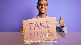  Presentation with fake news - Presentation theme with young-handsome-african-american-man background and a coral colored foreground