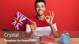  Presentation with student exchange - Colorful presentation enhanced with young-handsome-african-american-man backdrop and a tawny brown colored foreground