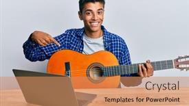  Presentation with classical guitar - PPT theme with young-handsome-african-american-man background and a coral colored foreground