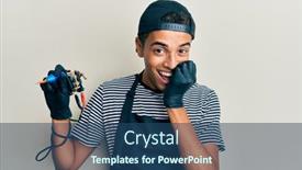  Presentation with scandal - PPT theme having young-handsome-african-american-man background and a ocean colored foreground