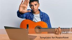  Presentation with classical guitar - Colorful slide deck enhanced with young-handsome-african-american-man backdrop and a coral colored foreground