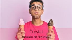  Presentation with ice cream cones - Beautiful slide deck featuring young-handsome-african-american-man backdrop and a coral colored foreground