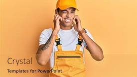  Presentation with yellow music - Theme enhanced with young-handsome-african-american-man background and a yellow colored foreground