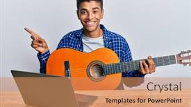  Presentation with classical guitar - PPT layouts featuring young-handsome-african-american-man background and a coral colored foreground