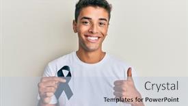  Presentation with african american doctors - Presentation design with young-handsome-african-american-man background and a light blue colored foreground