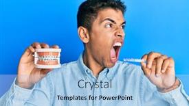  Presentation with orthodontic - Presentation design with young-handsome-african-american-man background and a light blue colored foreground