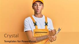  Presentation with courier - Colorful presentation enhanced with young-handsome-african-american-man backdrop and a gold colored foreground