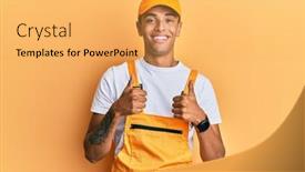  Presentation with handyman - Presentation design consisting of young-handsome-african-american-man background and a yellow colored foreground