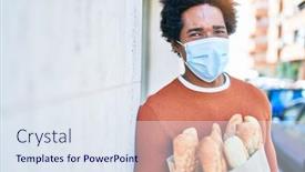  Presentation with wall street - PPT theme having young-handsome-african-american-man background and a sky blue colored foreground