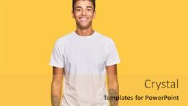  Presentation with tshirt - Cool new slides with young-handsome-african-american-man backdrop and a yellow colored foreground