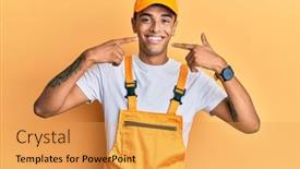  Presentation with african american dental - Theme featuring young-handsome-african-american-man background and a yellow colored foreground