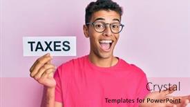  Presentation with taxes - Cool new slides with young-handsome-african-american-man backdrop and a coral colored foreground
