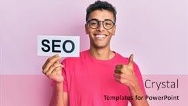  Presentation with african american presenter - Theme enhanced with young-handsome-african-american-man background and a coral colored foreground