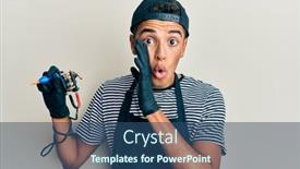  Presentation with tattoo - Colorful presentation design enhanced with young-handsome-african-american-man backdrop and a ocean colored foreground