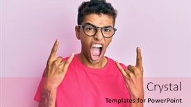  Presentation with rock star - PPT theme having young-handsome-african-american-man background and a coral colored foreground