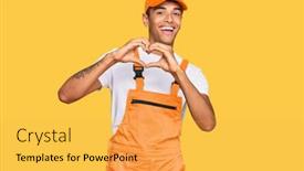  Presentation with american heart - Slide set having young-handsome-african-american-man background and a yellow colored foreground