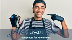  Presentation with african american dental - Slide set with young-handsome-african-american-man background and a ocean colored foreground