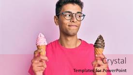  Presentation with ice cream cones - Amazing slide set having young-handsome-african-american-man backdrop and a coral colored foreground