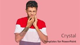  Presentation with african american dental - Slide deck with young-handsome-african-american-man background and a coral colored foreground