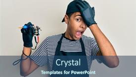  Presentation with tattoo - Cool new PPT theme with young-handsome-african-american-man backdrop and a ocean colored foreground