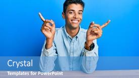  Presentation with advertisement - Cool new slide deck with young-handsome-african-american-man backdrop and a teal colored foreground