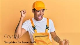  Presentation with yellow music - Presentation theme featuring young-handsome-african-american-man background and a yellow colored foreground