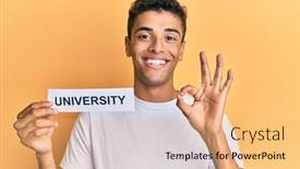  Presentation with american university - Slide set consisting of young-handsome-african-american-man background and a coral colored foreground