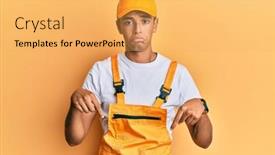  Presentation with handyman - Colorful presentation theme enhanced with young-handsome-african-american-man backdrop and a yellow colored foreground
