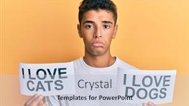  Presentation with dogs cats - Amazing presentation theme having young-handsome-african-american-man backdrop and a light blue colored foreground