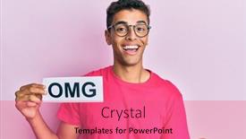  Presentation with achievement - Presentation theme enhanced with young-handsome-african-american-man background and a coral colored foreground