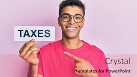  Presentation with taxes - Slide set with young-handsome-african-american-man background and a coral colored foreground