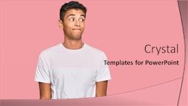  Presentation with tshirt - Colorful presentation theme enhanced with young-handsome-african-american-man backdrop and a coral colored foreground