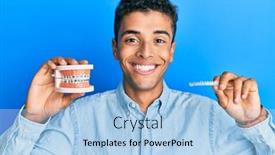  Presentation with orthodontic - Theme featuring young-handsome-african-american-man background and a light blue colored foreground