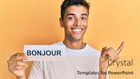  Presentation with american - Presentation theme having young-handsome-african-american-man background and a yellow colored foreground