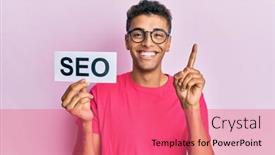  Presentation with african american in technology - Presentation theme with young-handsome-african-american-man background and a coral colored foreground