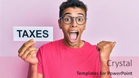  Presentation with taxes - Presentation having young-handsome-african-american-man background and a coral colored foreground