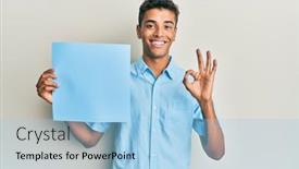  Presentation with banner blue - Cool new PPT layouts with young-handsome-african-american-man backdrop and a light blue colored foreground