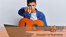  Presentation with classical guitar - Slide set featuring young-handsome-african-american-man background and a coral colored foreground