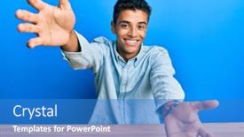  Presentation with hug - Colorful PPT theme enhanced with young-handsome-african-american-man backdrop and a teal colored foreground