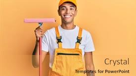  Presentation with looking glass - Audience pleasing PPT theme consisting of young-handsome-african-american-man backdrop and a yellow colored foreground