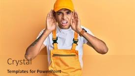  Presentation with handyman - Amazing slide set having young-handsome-african-american-man backdrop and a yellow colored foreground