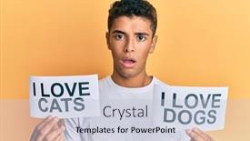  Presentation with dogs cats - Audience pleasing slide set consisting of young-handsome-african-american-man backdrop and a lemonade colored foreground