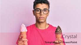  Presentation with ice cream cones - Theme featuring young-handsome-african-american-man background and a coral colored foreground