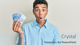  Presentation with south korean - Audience pleasing theme consisting of young-handsome-african-american-man backdrop and a light blue colored foreground