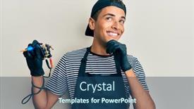  Presentation with tattoo - Audience pleasing PPT theme consisting of young-handsome-african-american-man backdrop and a ocean colored foreground