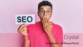  Presentation with african american - Beautiful PPT theme featuring young-handsome-african-american-man backdrop and a coral colored foreground