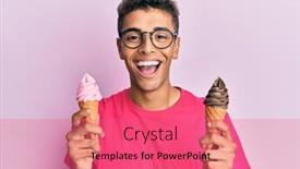  Presentation with ice cream cones - Colorful presentation design enhanced with young-handsome-african-american-man backdrop and a coral colored foreground