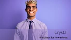  Presentation with king crown - Beautiful PPT layouts featuring young-handsome-african-american-man backdrop and a light blue colored foreground